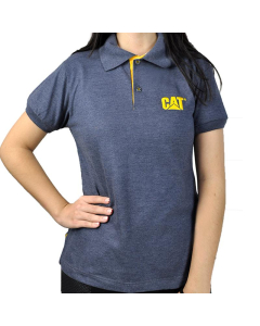 Camisa Polo Feminina Chumbo com Amarelo CAT