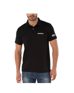 CAMISA POLO PRETA MASCULINA - 100 ANOS CATERPILLAR