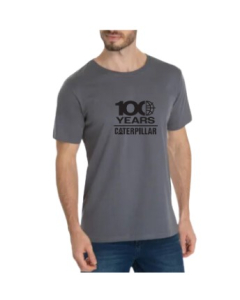 CAMISETA CINZA CHUMBO - 100 ANOS CATERPILLAR