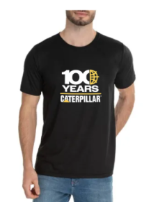 CAMISETA MASCULINA PRETA - 100 ANOS CATERPILLAR